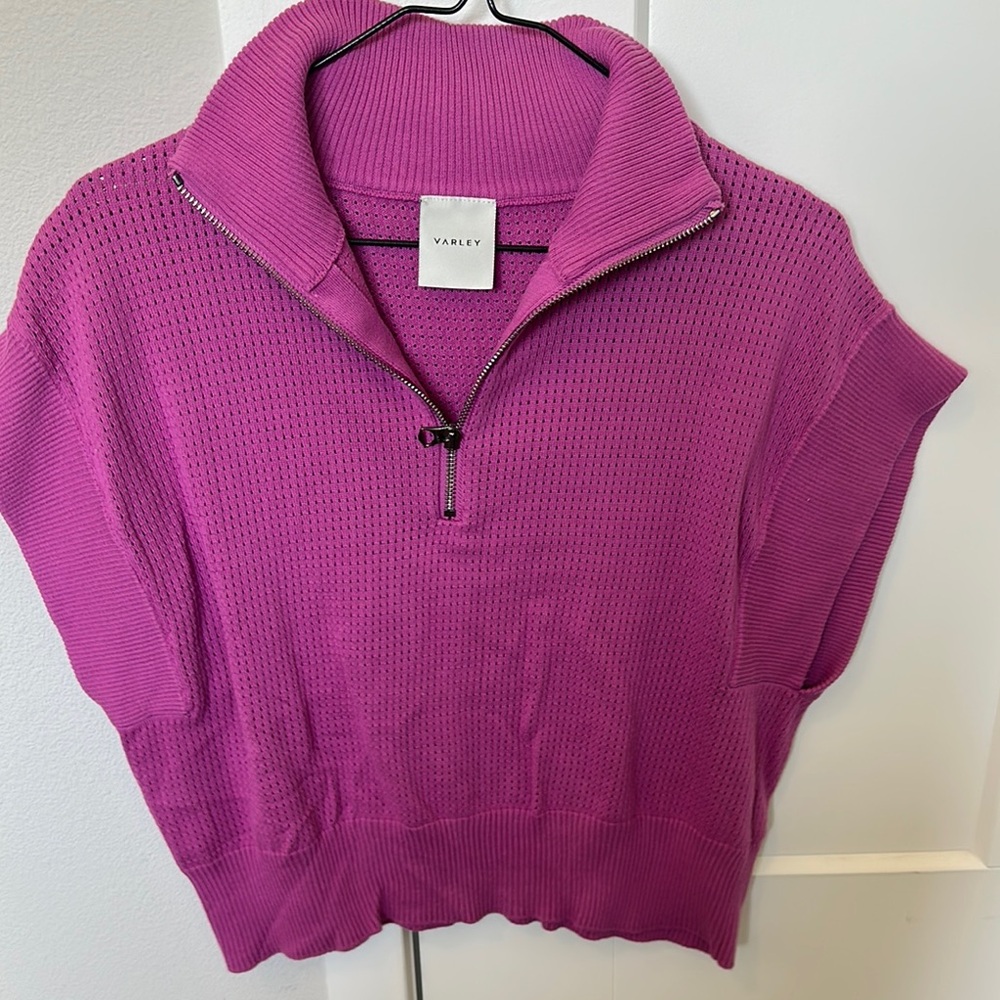 Varley Fuchsia Half-Zip Knit Top